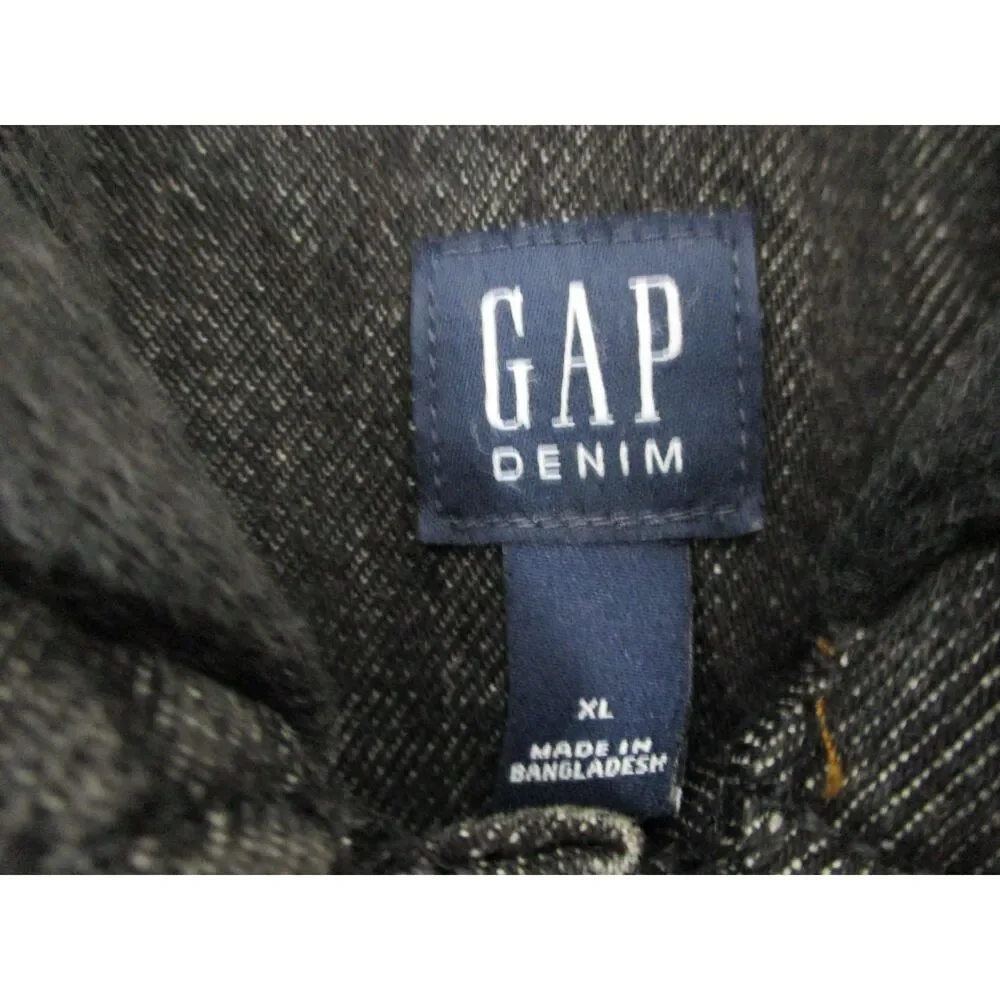 Gap‎ Washed Black Denim Jacket With Hood Unisex Size Extra Large